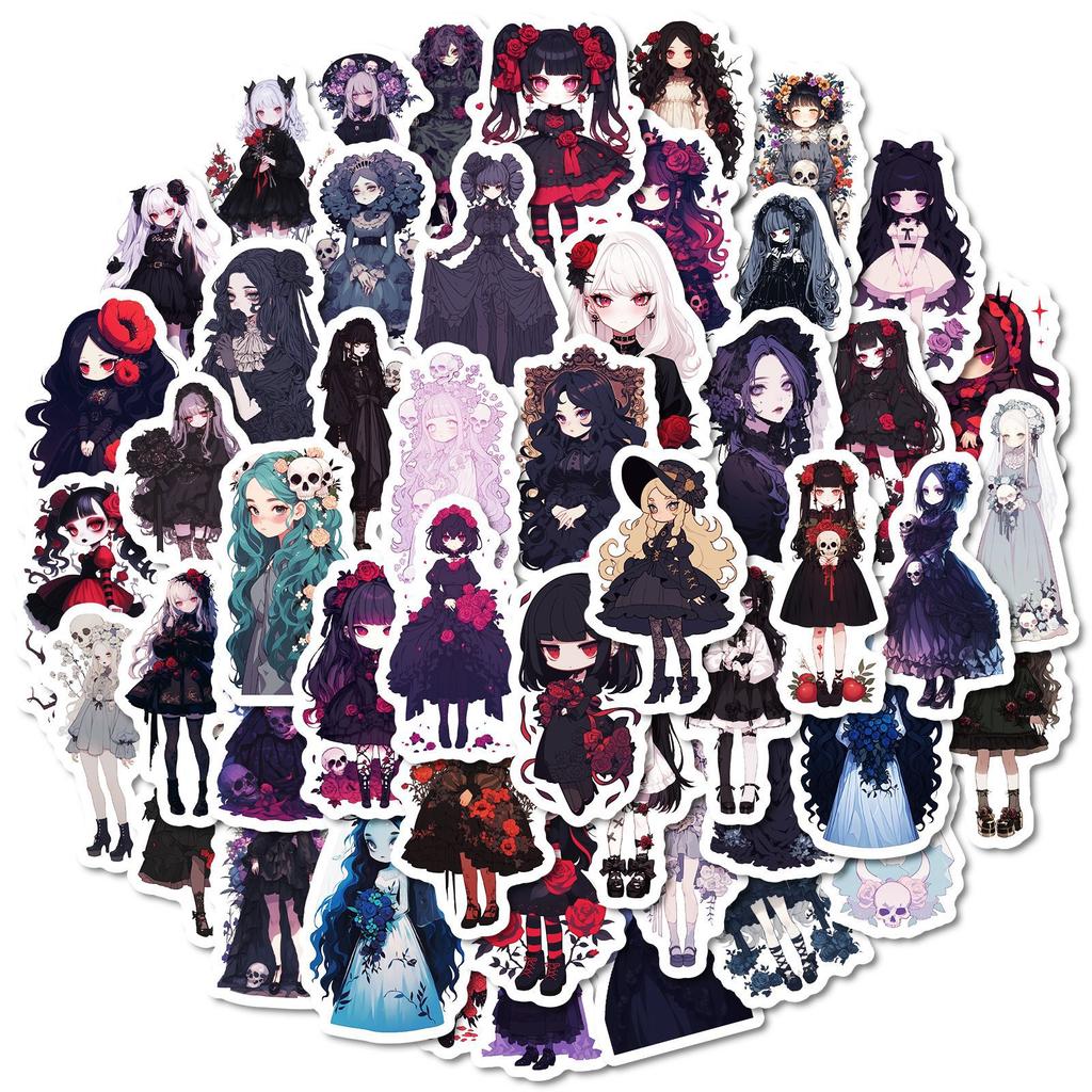 50 24-Year-Old Gothic Rose Girl Stickers Decorative Books Guitar Waterproof Graffiti Stickers