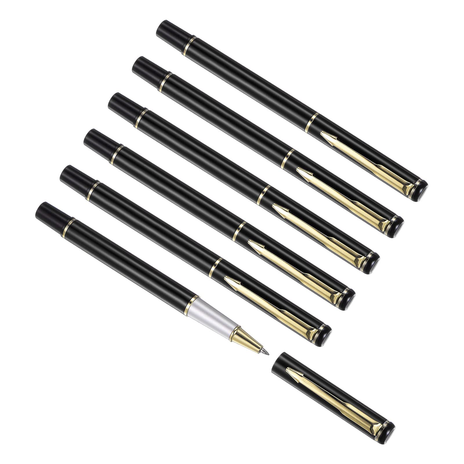 

PATIKIL Metal Ballpoint 135mm Medium 1mm Black Ink Gel Smooth Business Ballpoint Pens for Home Black 6 Pieces Pens, Point, Pen, Writing, Office, Gold,