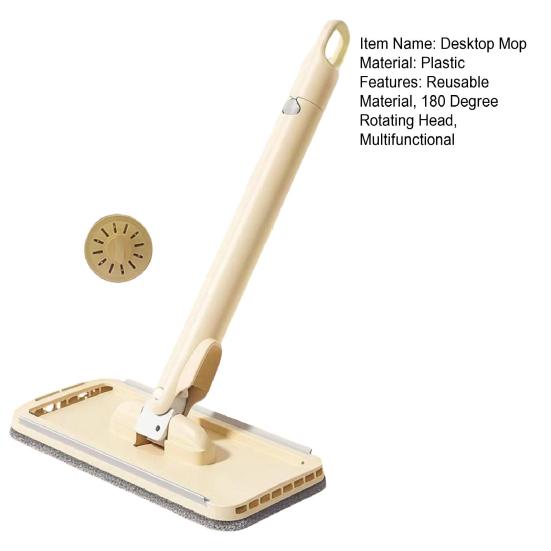 Desktop Mop with Fabric Clamp Scraper Reusable Material 180 Degree Rotating Head Mini Mop Multifunctional Cleaning Tool