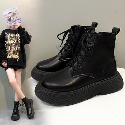 Round-headed Martin Boots Women's 2025 New Foreign-style British-style Short Boots Autumn Women's Shoes Small Thick-soled Women's Outer Wear