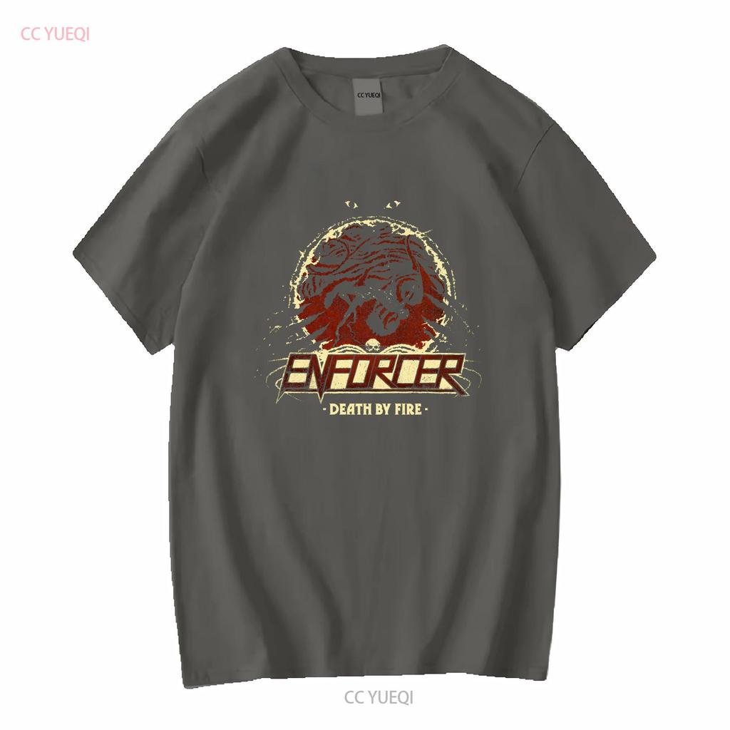 ENFORCER DEATH BY FIRE NEW BLACK T SHIRT long or short sleeves vintage Washed homme Soft Slightly Comfortable Casual Unisex