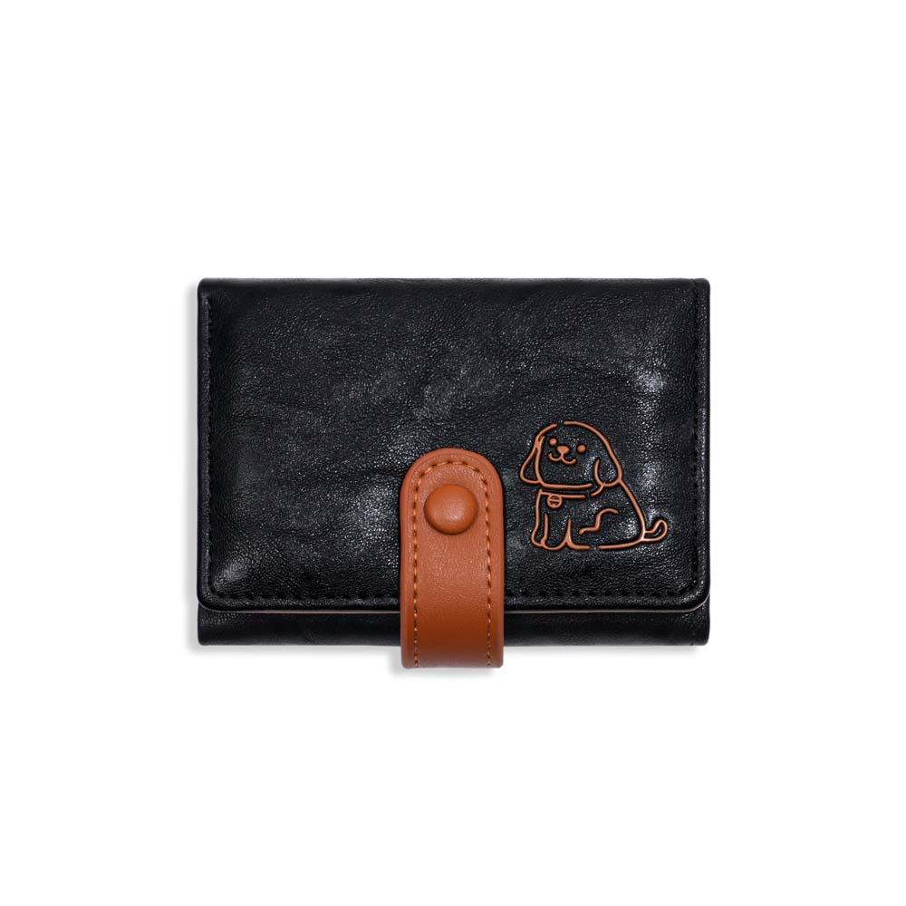 Portable Candy Color Puppy Wallet Small Pouch PVC Short Leather Purse Multiple Card Anti-splash Water Three Fold Card Bag Girls