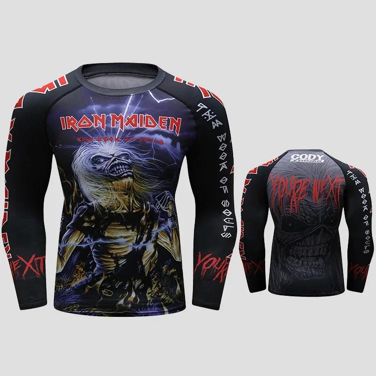 3D Kampfsport & Rockband Grafikdruck Langarm Herren T-Shirts - Weiches Mittelstretch Polyestergewebe Frühling und Herbst Relaxed Fit Kleidung