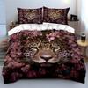 Leopard and Butterfly in Pink Blooms Bedding Set for Kids Luxury Gift 3pcs Digital Print Comforter Set Soft Comfortable