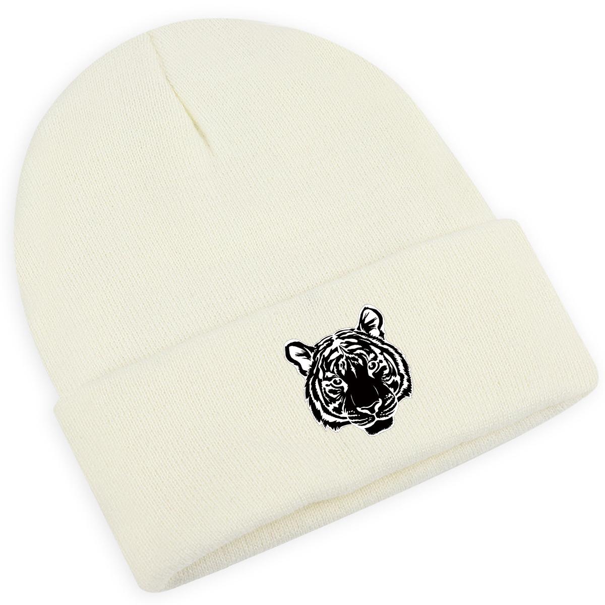 

Черно-белая вязаная шапка с принтом головы тигра, реалистичная помпа в виде животного, универсальная модная, удобная, повседневная вязаная шапка, шапка для активного отдыха, велоспорт, пеший туризм as the picture белый