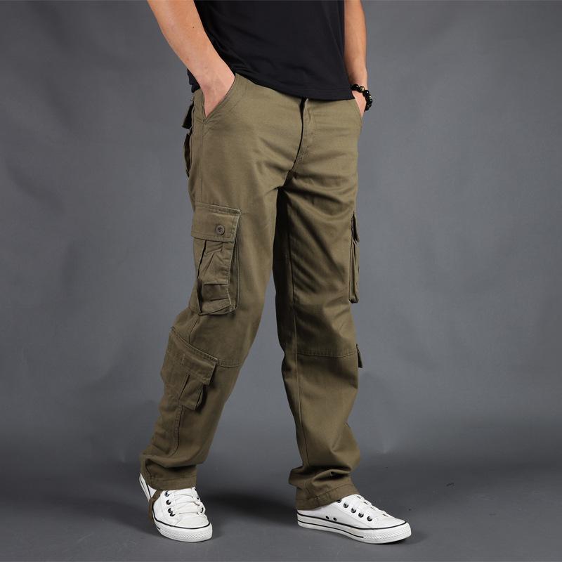 Men's Outdoor Multi-Pocket Loose Cargo Pants - Plus Size Cotton Straight Leg