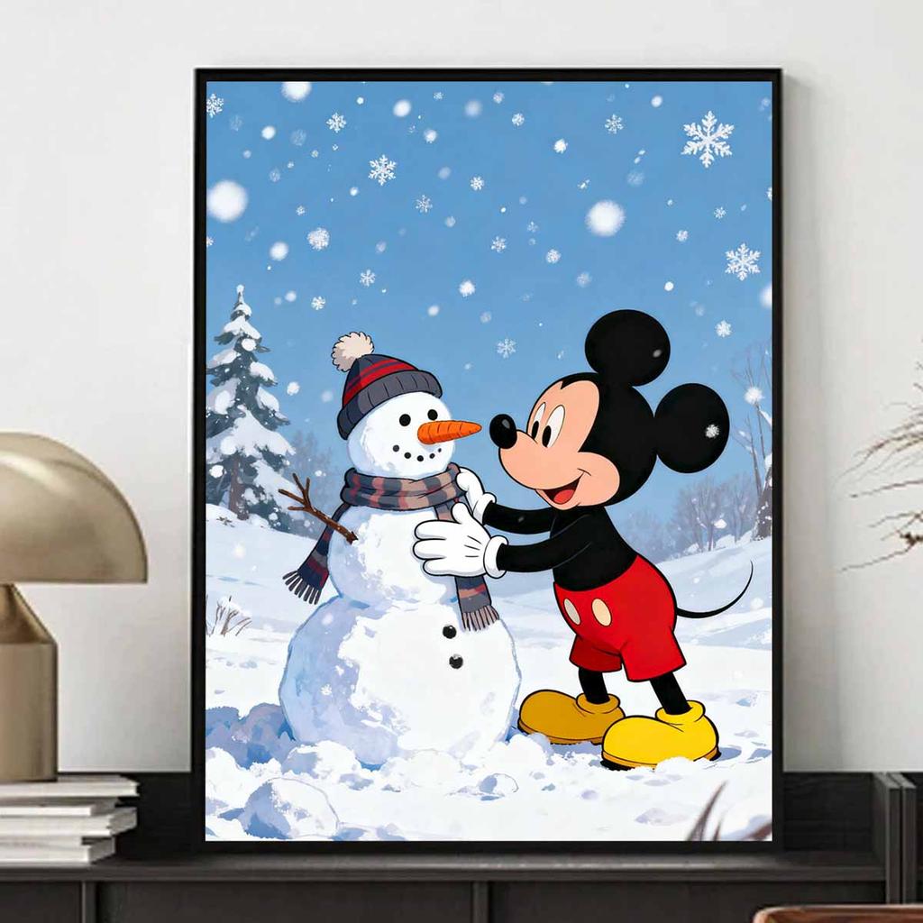 Disney Diamond Painting Kit DIY Round Home Wall Decor Adult Handmade Gift Mickey Snowman Winter Scene Art