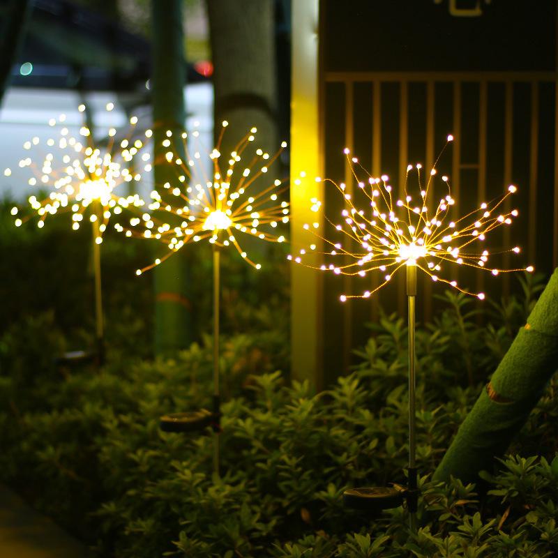 Solar LED Firework Garden Lights - Waterproof Outdoor Dandelion & Reed Decorative String Lights