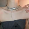 Heart Watches Pedant Choker Cross Y2K Tassel Necklace Fashion Gothic Rivet Necklace  Ladies