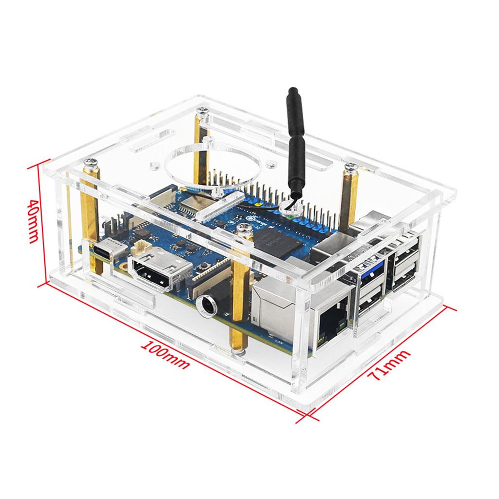 Acrylic Enclosure Box Cooling Fan for Orange Pi 3B Development Board Case Outer Shells with Cooling Fan Heat Sink