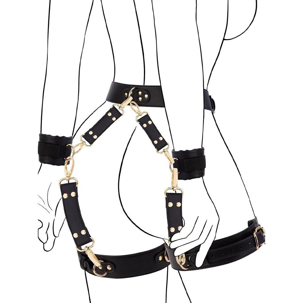 Sex Bondage  Kit Restraints 6PCS Sets Adjustable Handcuffs Ankle Cuff Thigh Cuffs Blindfold Cross Strap Adult SM Games Toys