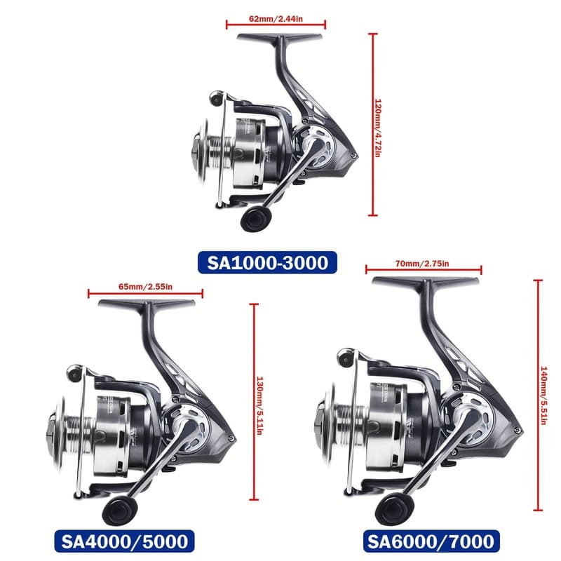 Spaltfreie Meeresangelrolle mit Weitwurf und langer rotierender Angelrolle Metall-Kurbelarm 5.2:1 Hohe Übersetzung Flache Schnurspule Schräge Schnurspule