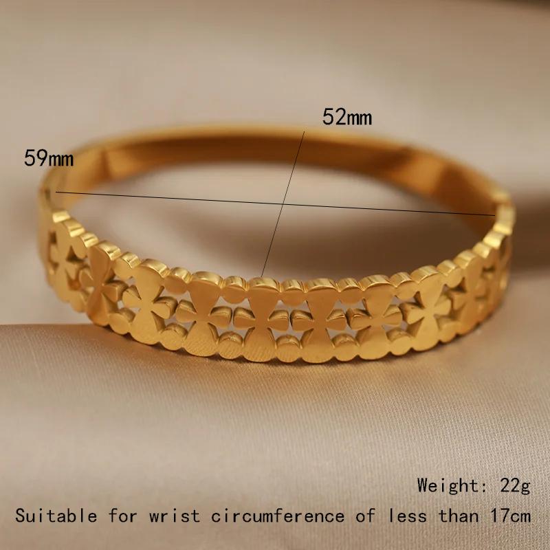 FYSARA New Trend Cross Flower Style Stainless Steel Bracelet for Women Birthday Lucky Present Friendship Titanium Steel Zircon