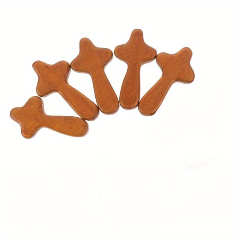 5Pcs Wooden Cross, Handmade Wooden Pendant, Wooden Handicraft, Pine Wood, Hand-held Cross