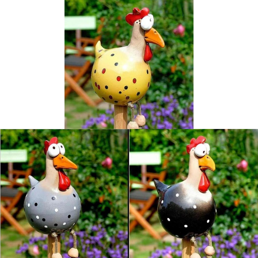 Resin Animal Sculpture Yellow Long Leg Rooster Garden Ornament For Home And Yard