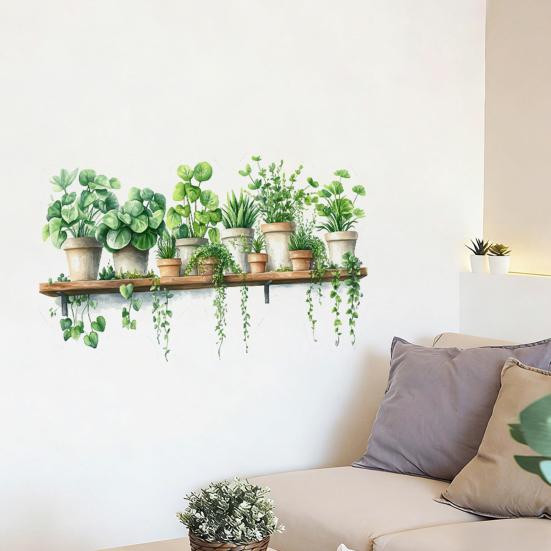 Green Plants Leaves Wall Decals Hanging Vine Wall Stickers Removable Peel And Stick Wall Art Murals for Kids Bedroom TV Background Home Decor