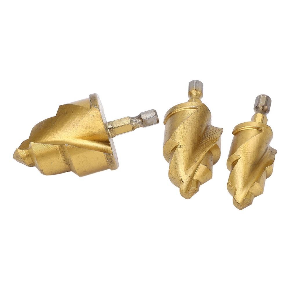 3pcs 1/4in Hex Shank Water Pipe Drill Bit Limit Rotating Flute Pipe Repair Tool Water Pipe Repair