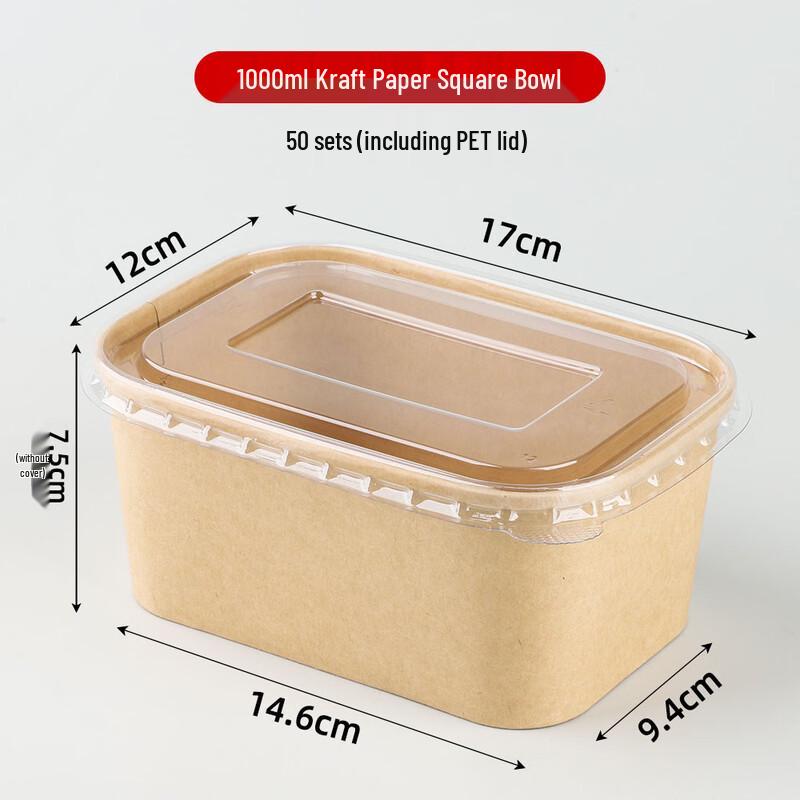 Yudu Disposable Kraft Paper Meal Box with PET Lid