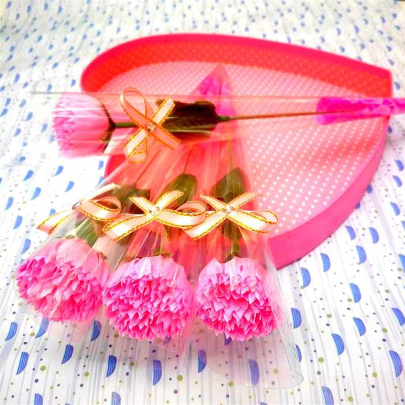 1Pc Real Touch Carnation Soap Flowers Carnation Simulation Flowers for Teacher Women Mother's Day Gift Home Wedding Party Decora