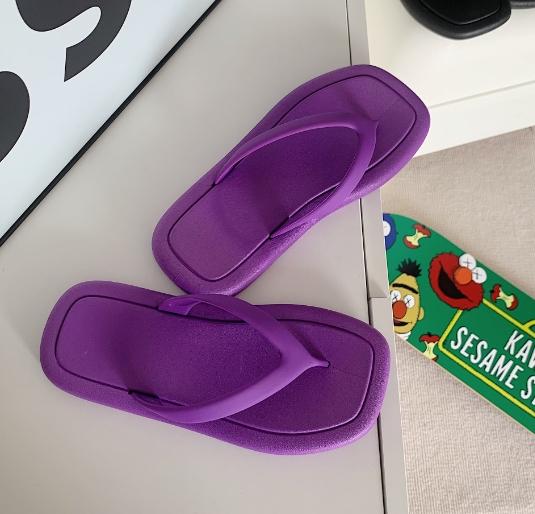 

Fashion Fashion Summer Shoes For Women Slippers Square Head Platform Flip Flops Solid Color Beach Shoes Clothing For Women 40-41 фиолетовый