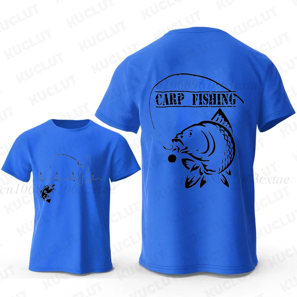 Eat Sleep Fishing Heartbeat Unisex T-Shirts Tops Unisex Fisherman Fish T-shirt Short Sleeve Fashion Brand Loose Tee Shirt for Male