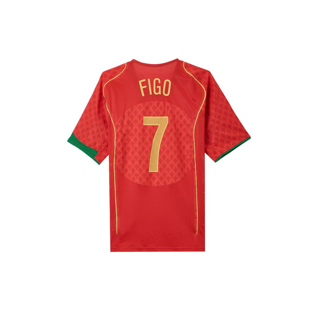 Nike 2004 Portugal Heim 7 Figo Logo Rundhals Kurzarm Fußballtrikot Unisex Fußballtrikot Rot HV9708-614