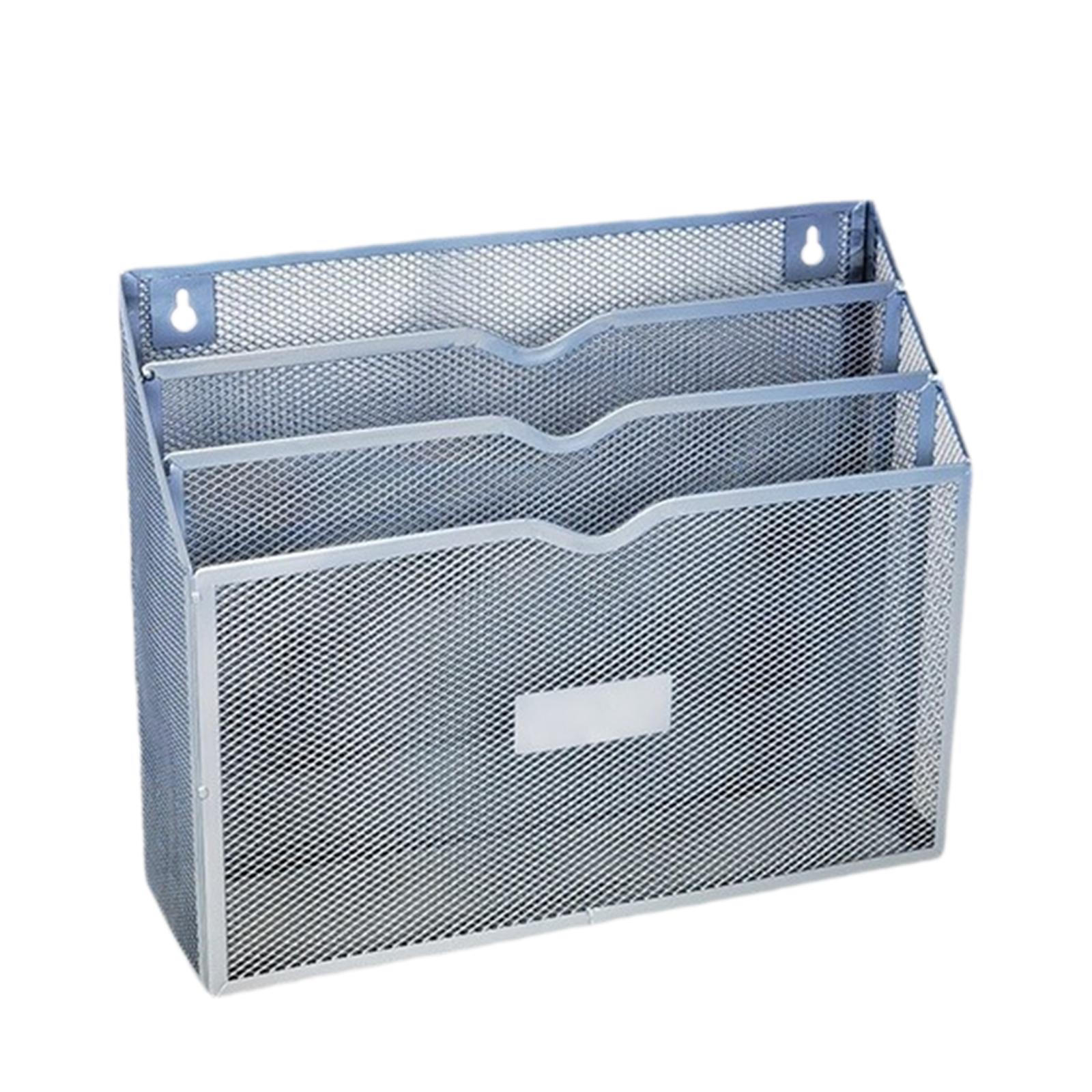 

Металлическая корзина для хранения файлов, удобный настольный органайзер для офисных и домашних счетов серебряный