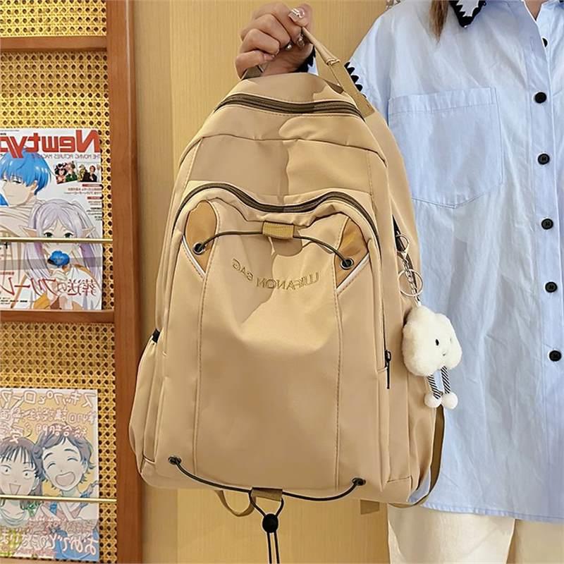 Schoolbag Lightweight Schoolbag Female Niche Design Sense Simple Letter Middle School Student College Student Backpack Outdoor Outing Wind Backpack