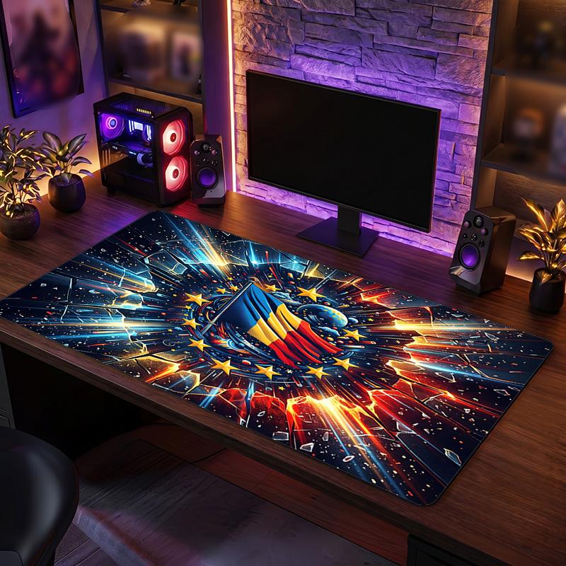 Romania Football Crest Mouse Pad, Extended Non Slip Rubber Desk Mat for Gaming Office Laptop Fan Gift