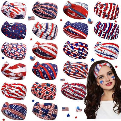 Headband Soft Cloth Independence Day Headband with Flag Stars Stripes Design Holiday Patriotic Hairband Hair Accessories