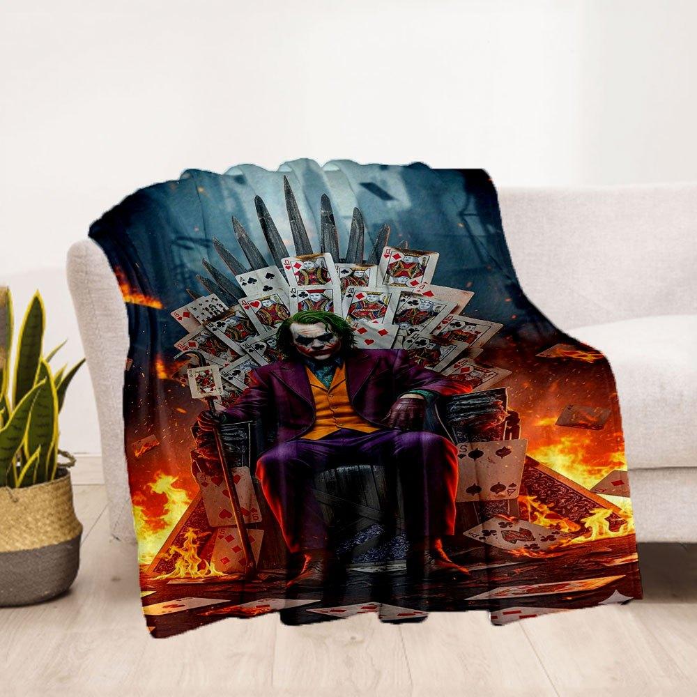 "Joker Throne Playing Cards Fantasy Art Print Poster"Blanket Flannel Throw Blanket for Sofa, Bed, Travel, Camping, Office