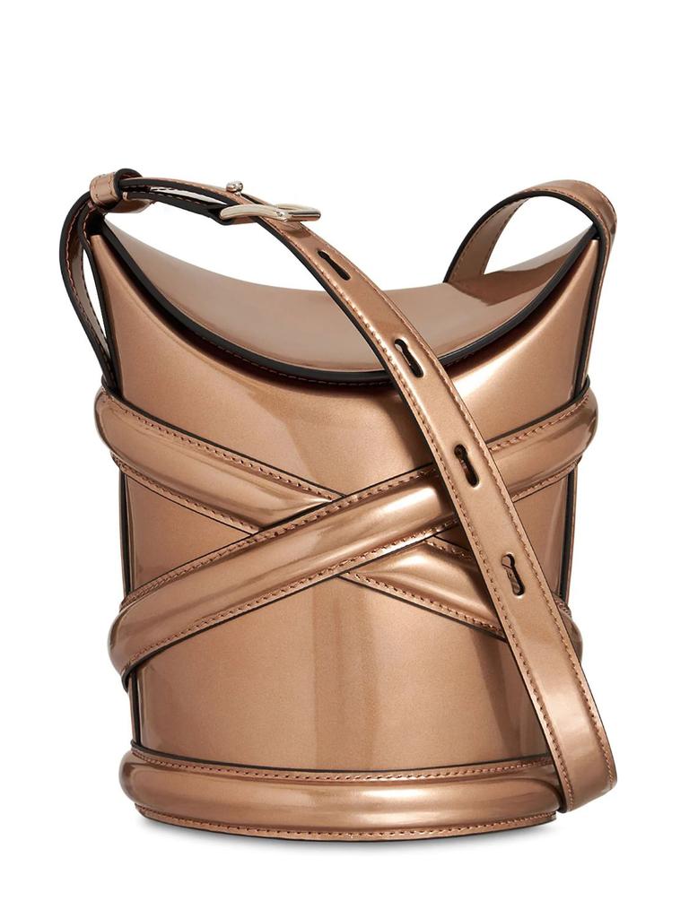 Cylinder bucket bag imported calfskin shoulder messenger bag niche design leather double shoulder women's bag