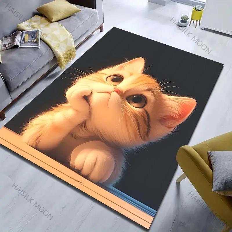 Dywan 3D HD Kot w Fantazyjny Wzór do Sypialni Pokoju Dziennego Przy Łóżku Przy Sofie Mata Podłogowa Nowoczesny Wystrój Domu Dywan Obszarowy Można Prać w Pralki PREZENT