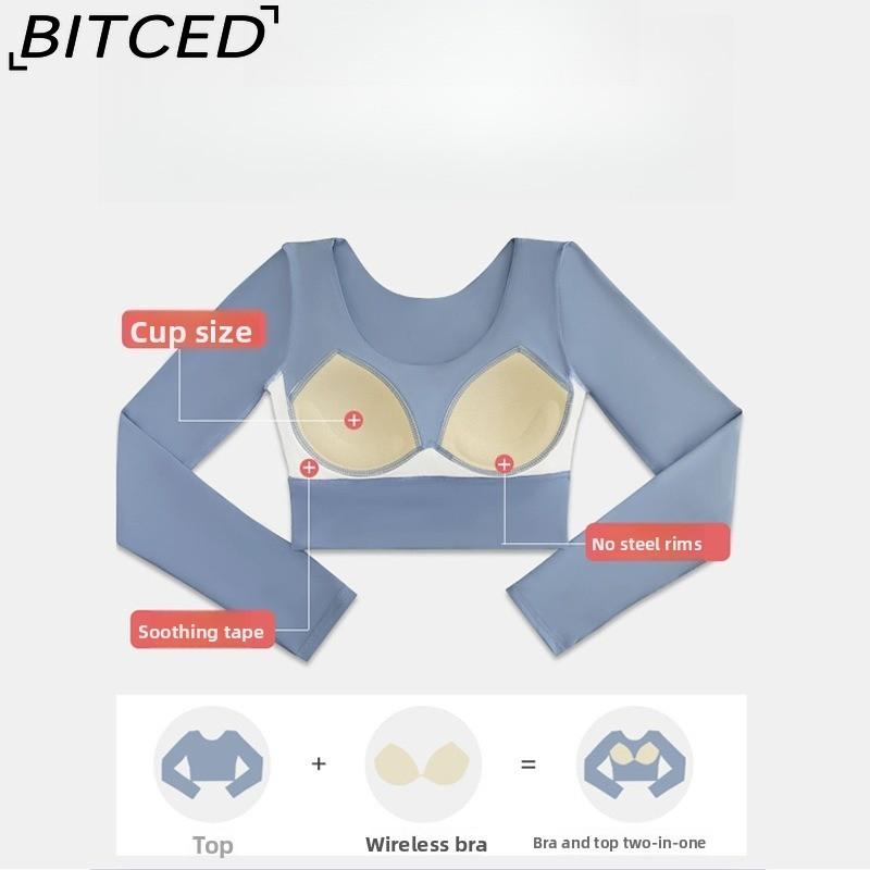 BITCED Color-Block Long Yoga Set Quick-Dry Seamless Nude-Feel Fitness Wear Seamless Slimming Breathable Sports Set