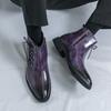 Men’s High Top Black Leather Boots Dress Formal Business Retro Brown Ankle Boots Tuxedo Purple Wedding Shoes Plus Size