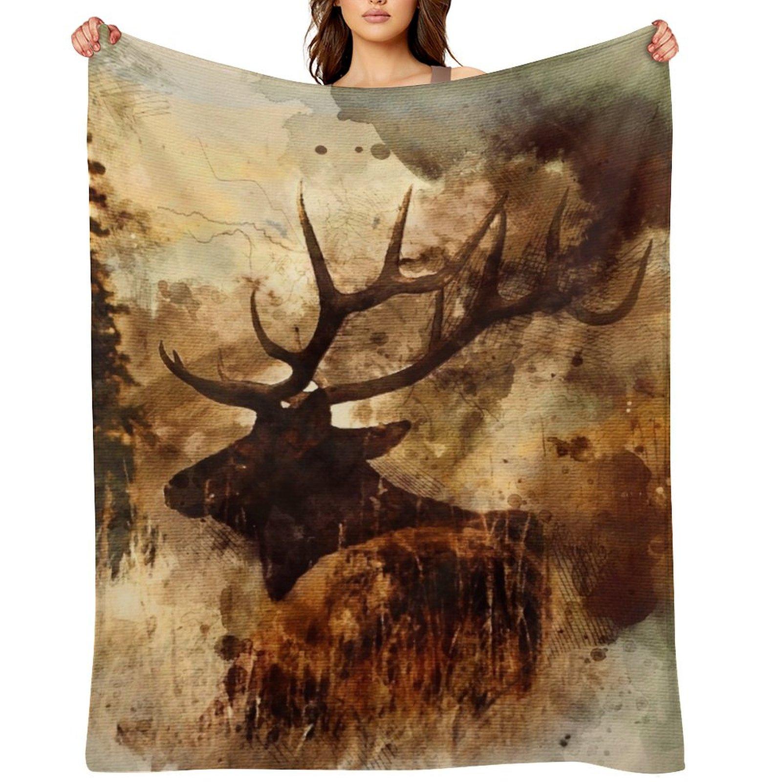 Elk Throw Blanket Bed linens Shaggy Extra Large Throw halloween Blankets 30x40in