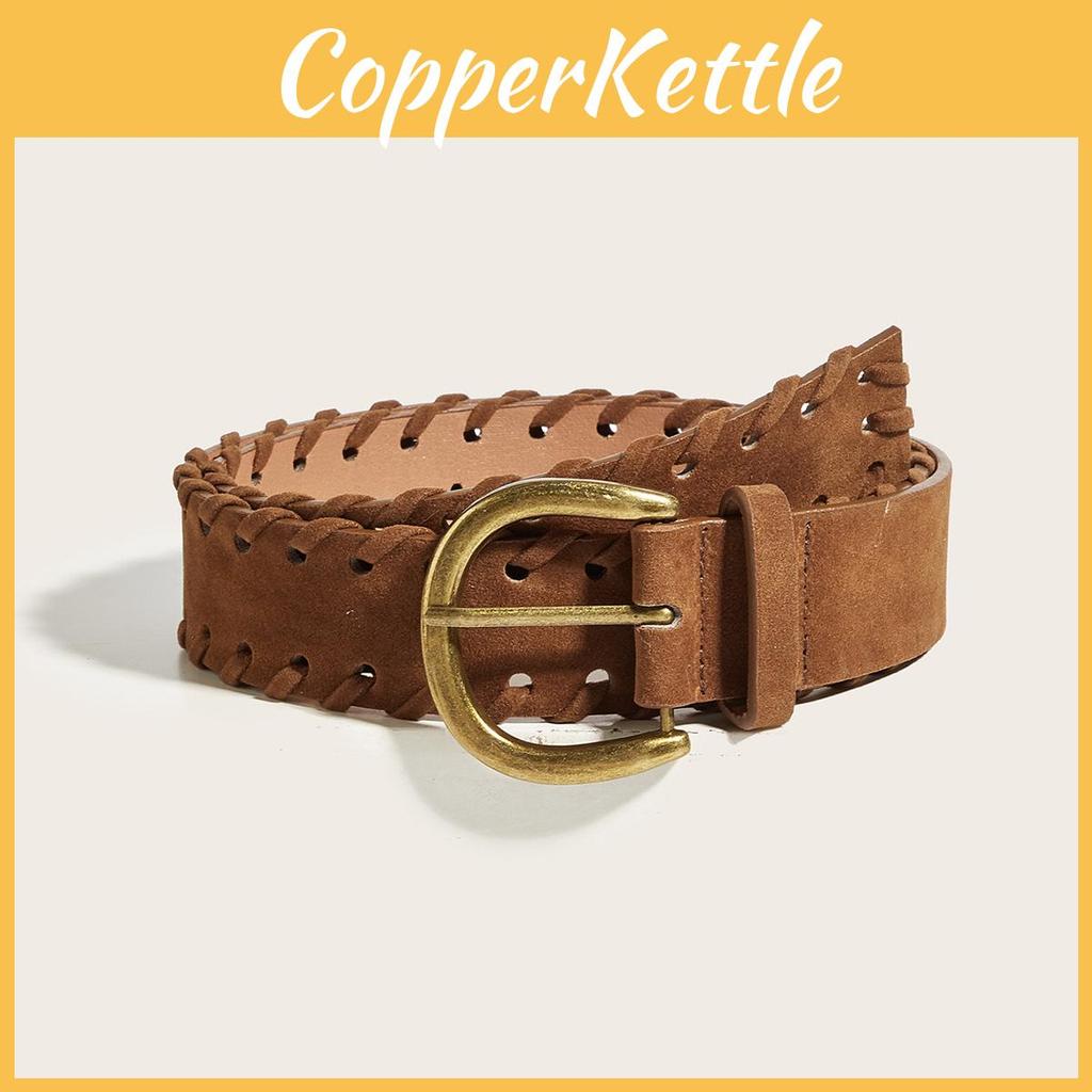 Color Solid Fashion Gold Buckle Women Casual Suede Waist Belt For Use Daily