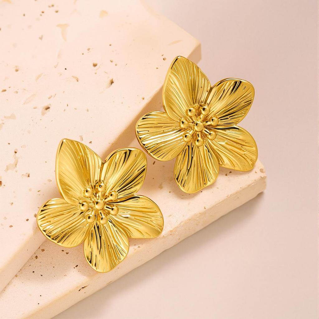 Geometric Irregular 18k Gold Titanium Steel Earrings for Women