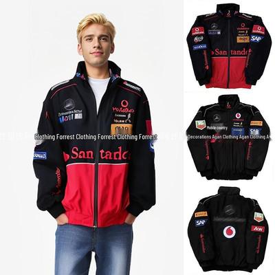 F1 Racing Vintage Embroidered Windbreaker: Unisex Spring Motorcycle Riding Jacket