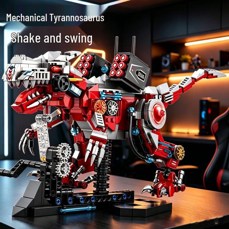 Electric Tyrannosaurus Rex Mechanical Dinosaur Building Blocks - Educational Toy for Boys