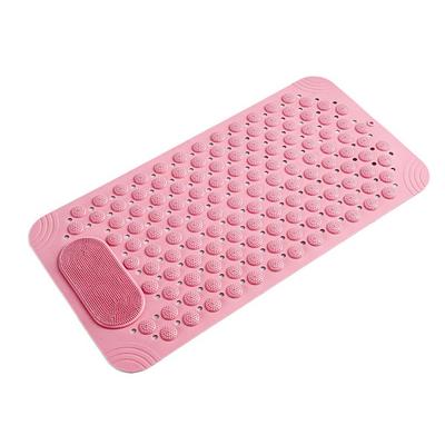 Anti-drop Non-Slip Floor Mat Draining Hole Rectangular Shower Foot Scrubber Massage Nubs Suction Cups Bathroom Safety Rug