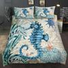 Sea Horse Delphin Bettwäsche Setzt König Königin Octopus Whale schildkröte Bettbezug Quilt Abdeckung Kissenbezug 3D Digital Home