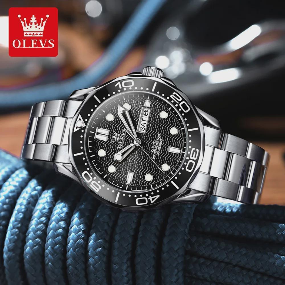 Fashion Mens Watches Steel/Silicone Strap Luminous Dual Calendar Waterproof Multi Color Business Sport Wrist Watch