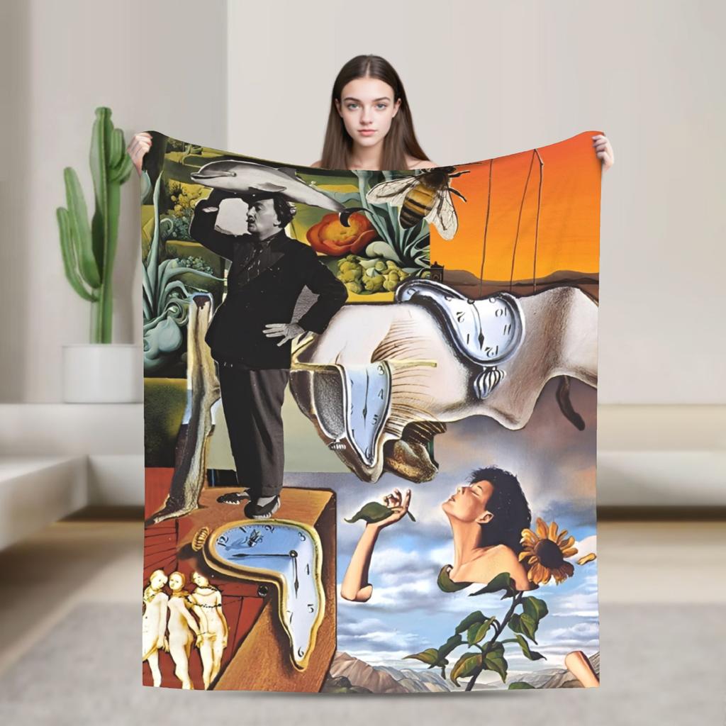 Salvador Dali Spanisches Öl Signiert Mode Decken Surrealistische Szene Fleece Überwurf Mode Decke Schlafzimmer Sofa Dekoration Dünne Tagesdecke Porta
