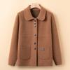 Elderly Knitted Cardigan Spring and Autumn Mother's Lapel Loose Top Middle-aged and Elderly Sweater Jacket New Cardigan