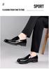 Men's Breathable Cowhide Slip-On Loafers: Shiny, Versatile Casual Leather Driving & Business Shoes.