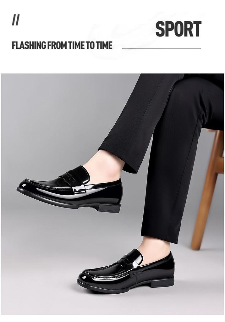Men's Breathable Cowhide Slip-On Loafers: Shiny, Versatile Casual Leather Driving & Business Shoes.