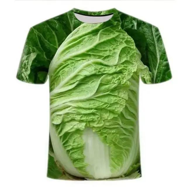 

Літні чоловічі модні креативні повсякденні модні 3d-друковані 3d-друковані моделі з короткими рукавами та фруктами та овочами, вільні індивідуальні топи з круглим вирізом XXXL