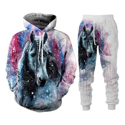 Animals 3D Horse Printed Men Zip Up Hoodies/Sweatshirt/Pants Unisex Streetwear Tracksuit Set Male/Female Casual Jacket Suit