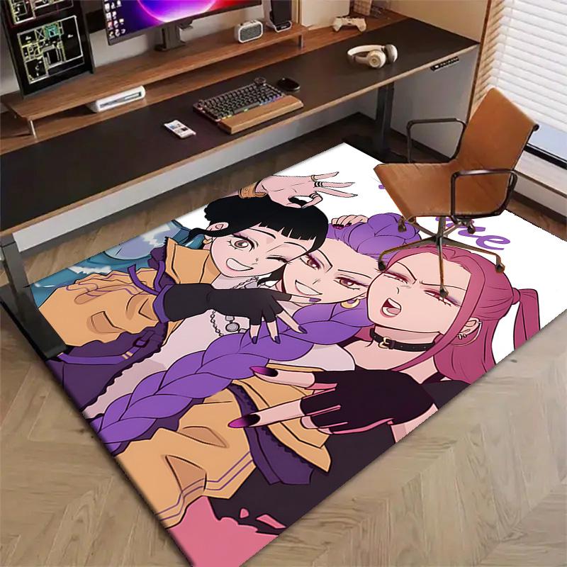 Custom KPop Demon Hunters Mat Personalized Name, Polyester Washable Indoor Entryway Rug, Gift for Christmas, Easter, Thanksgiving Day